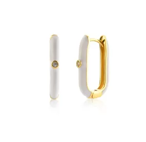 Enamel Oval Hoop Earrings