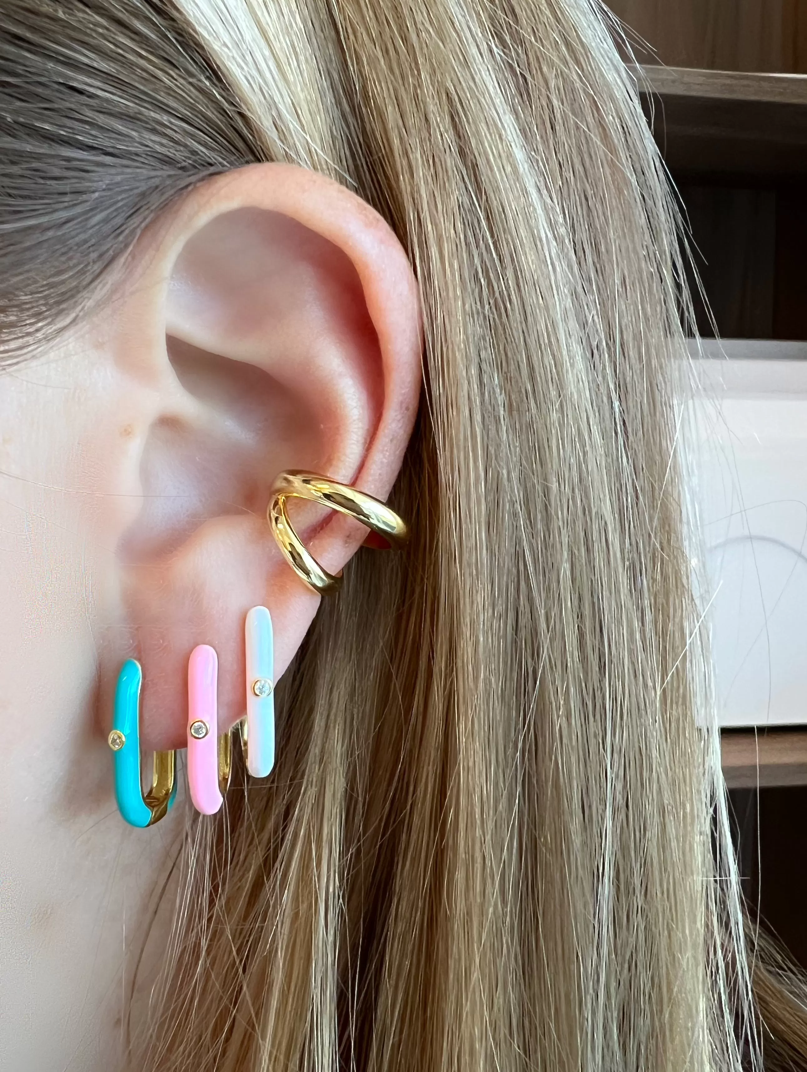 Enamel Oval Hoop Earrings