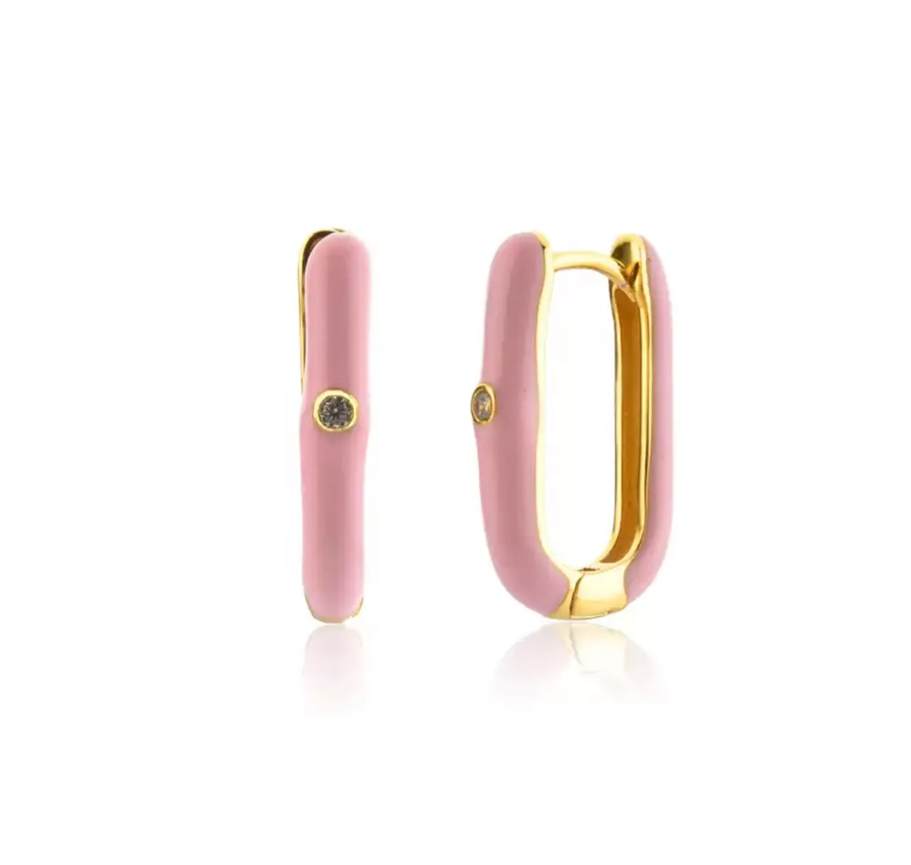 Enamel Oval Hoop Earrings