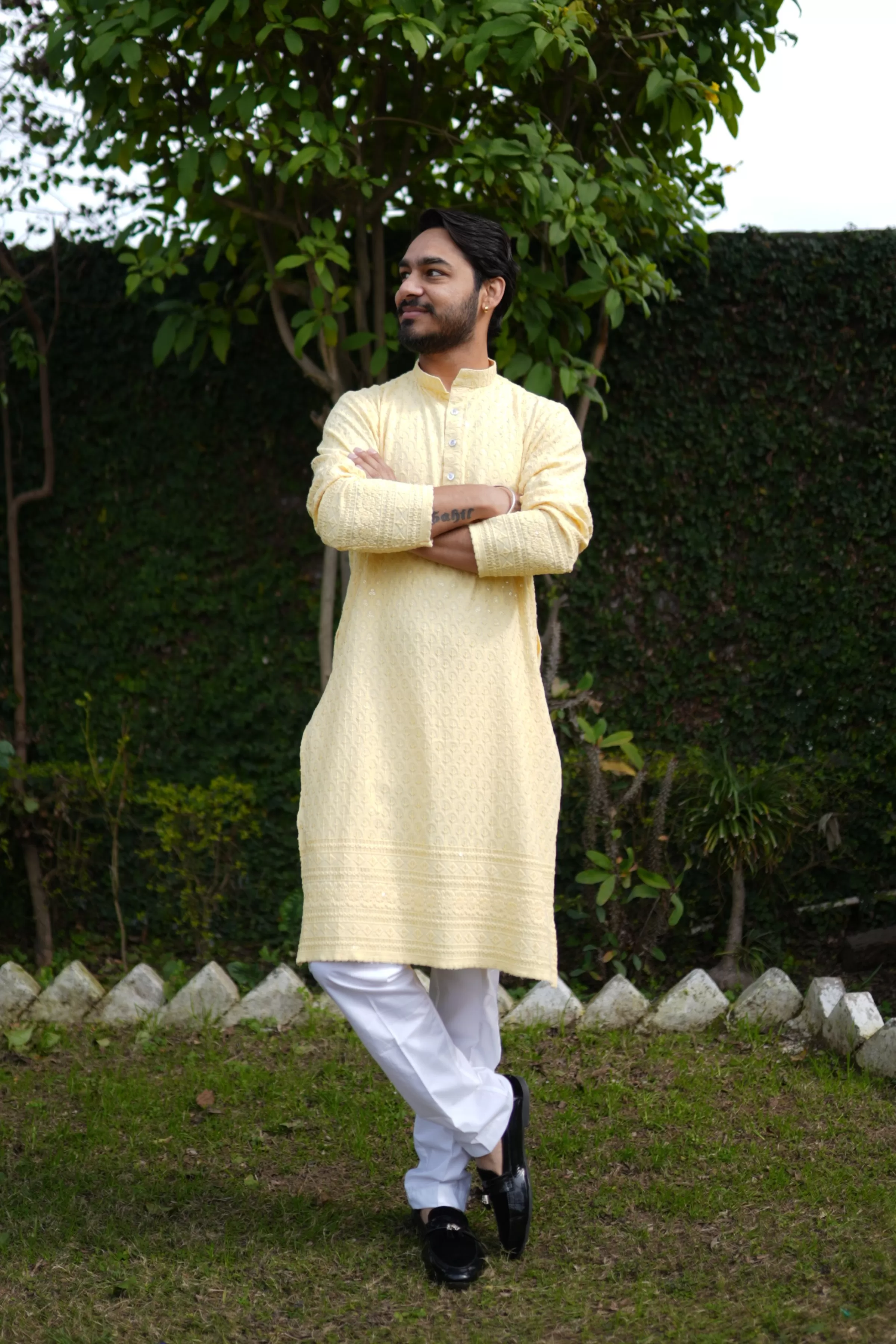 Festive Lemon Sequined Kurta Pajama