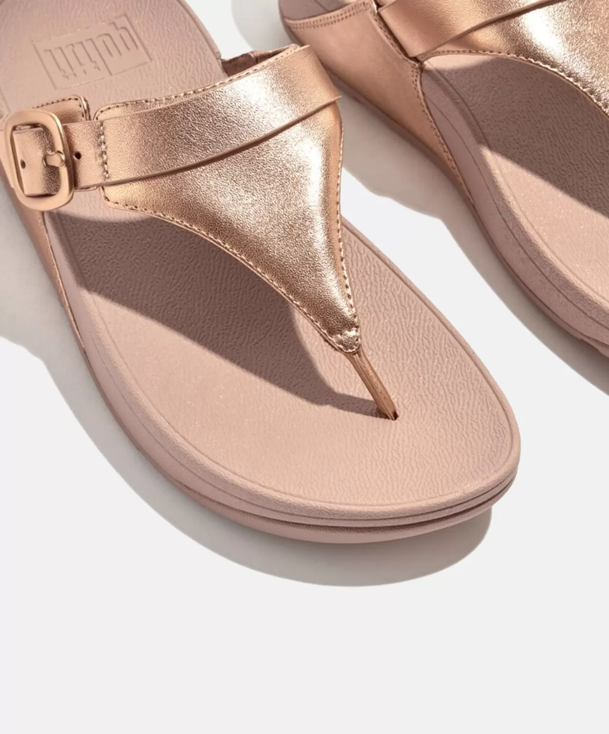 Fitflop Lulu Adjustable Leather Toe Post Sandals Rose Gold