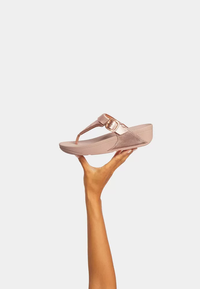 Fitflop Lulu Adjustable Leather Toe Post Sandals Rose Gold