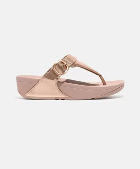 Fitflop Lulu Adjustable Leather Toe Post Sandals Rose Gold