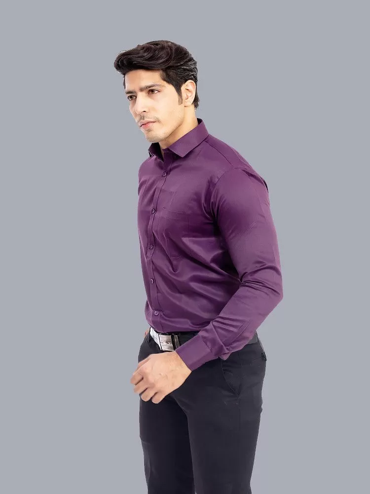 Formal Shirts for Men - Wine Solid Giza Cotton Formal Shirt