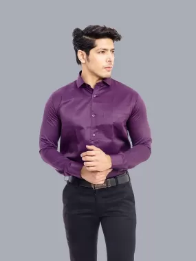 Formal Shirts for Men - Wine Solid Giza Cotton Formal Shirt