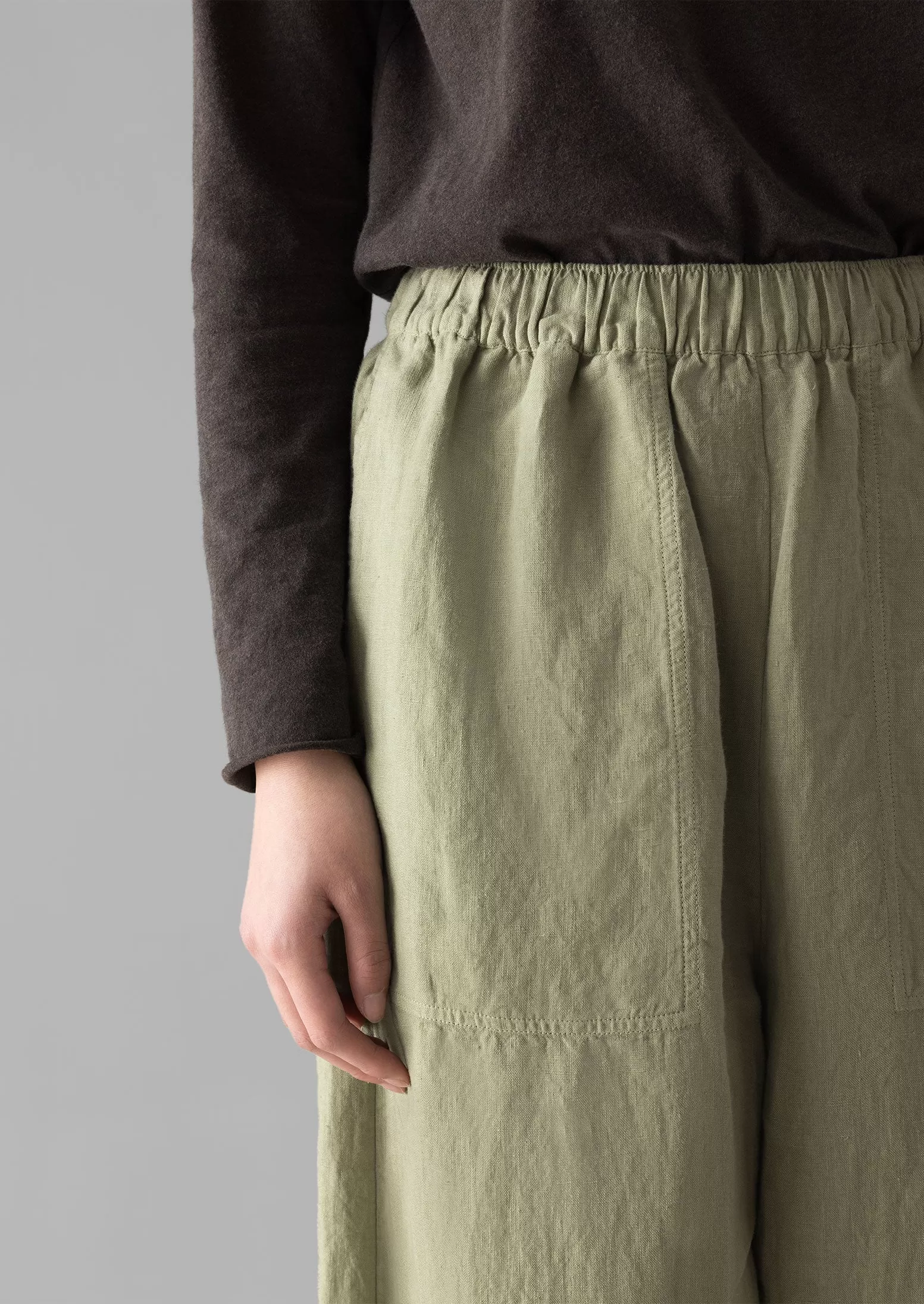 Garment Dyed Linen Barrel Leg Pants | Salvia