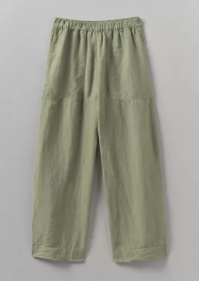 Garment Dyed Linen Barrel Leg Pants | Salvia