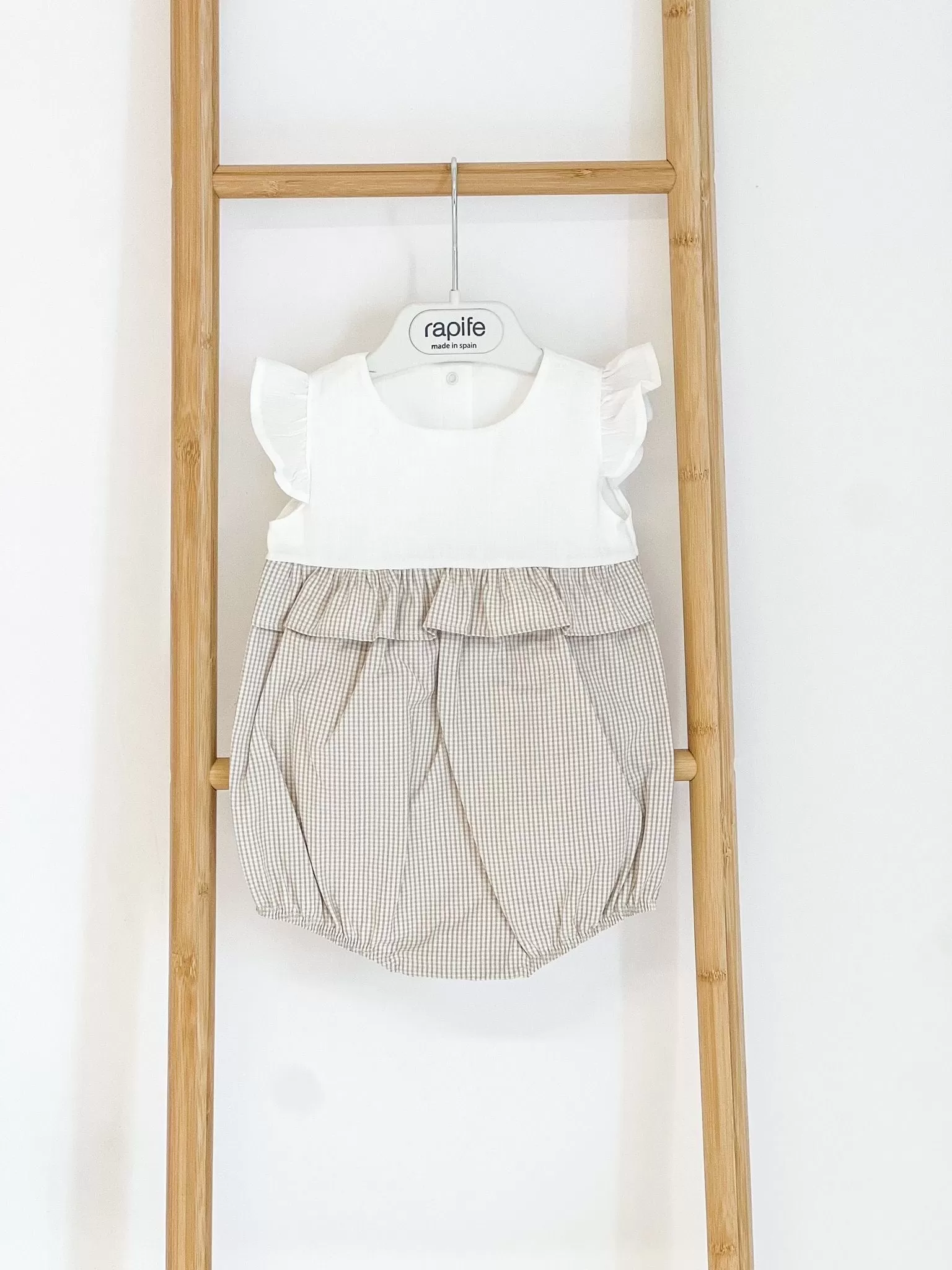 Girls Rapife Camel Gingham Romper