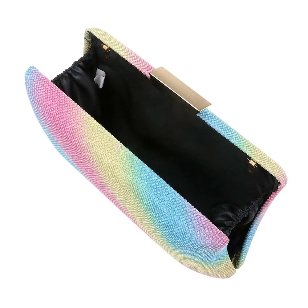 Glittered Rectangle Evening Clutch Crossbody Bag