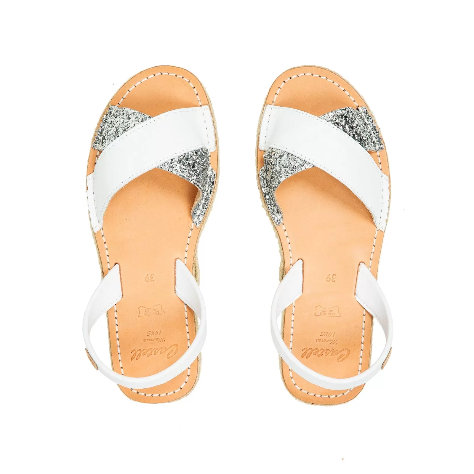 Glittery Platform Leather Menorcan Sandal For Women - A A Double 1989