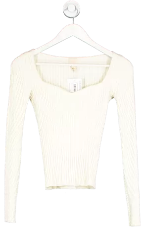 H&M Cream Rib Knit Jumper UK XS