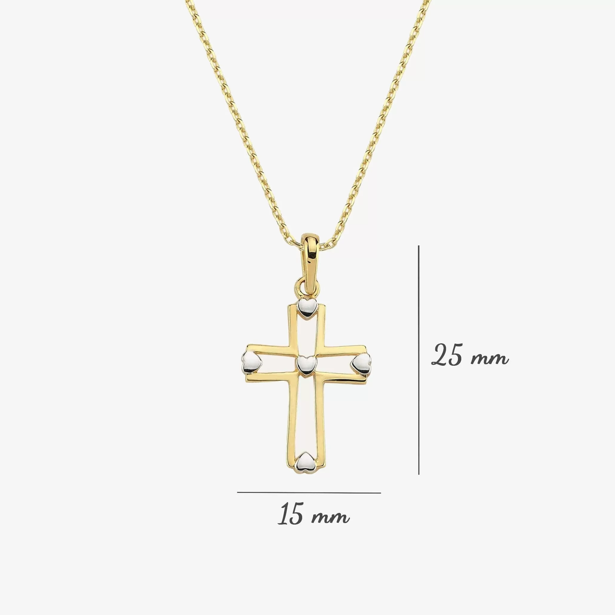 Heart Cross Necklace | 14K Solid Gold