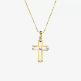 Heart Cross Necklace | 14K Solid Gold