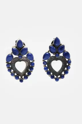 Heart Shaped Blue Colour Earring