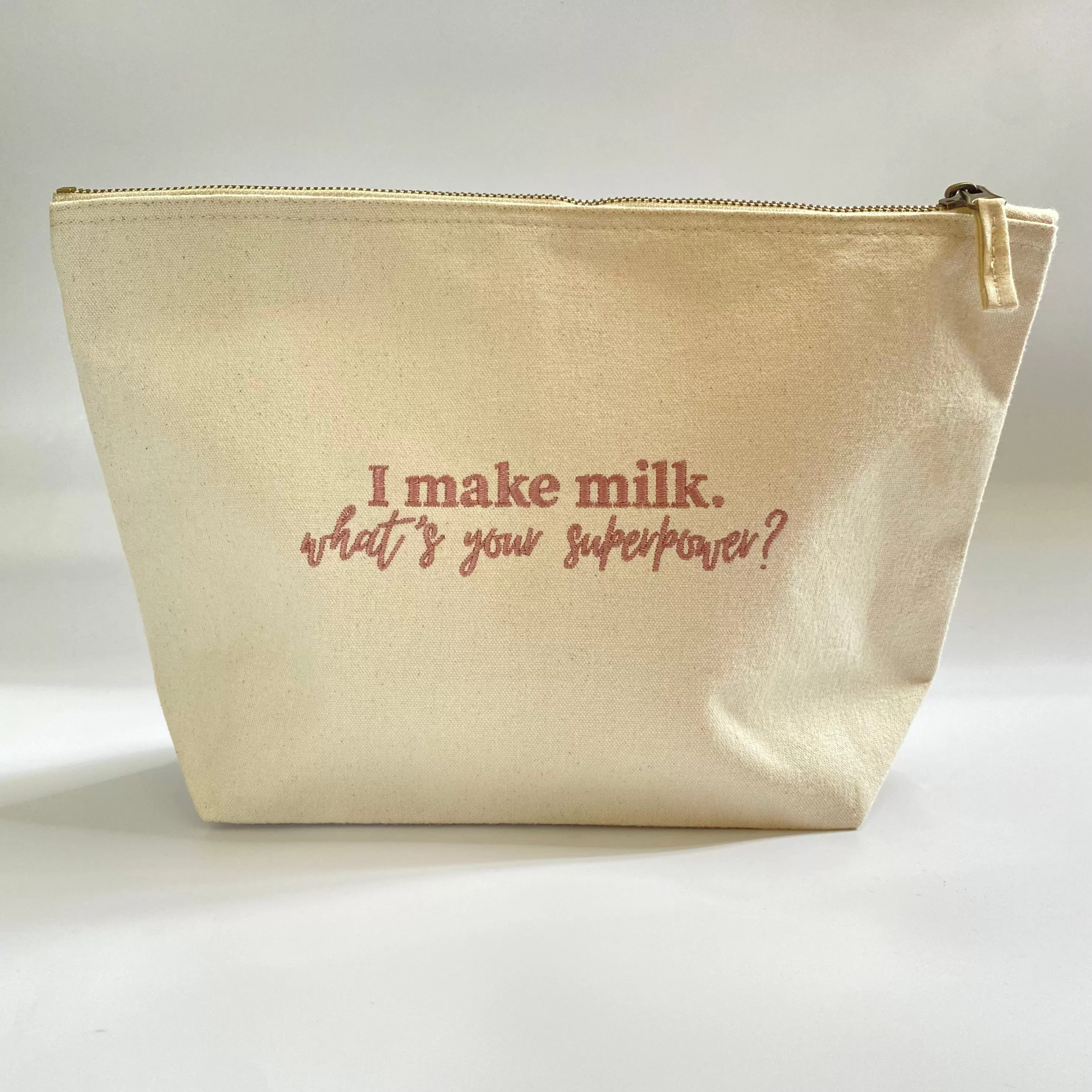 'I Make Milk' Zip Pouch – 100% Organic Cotton