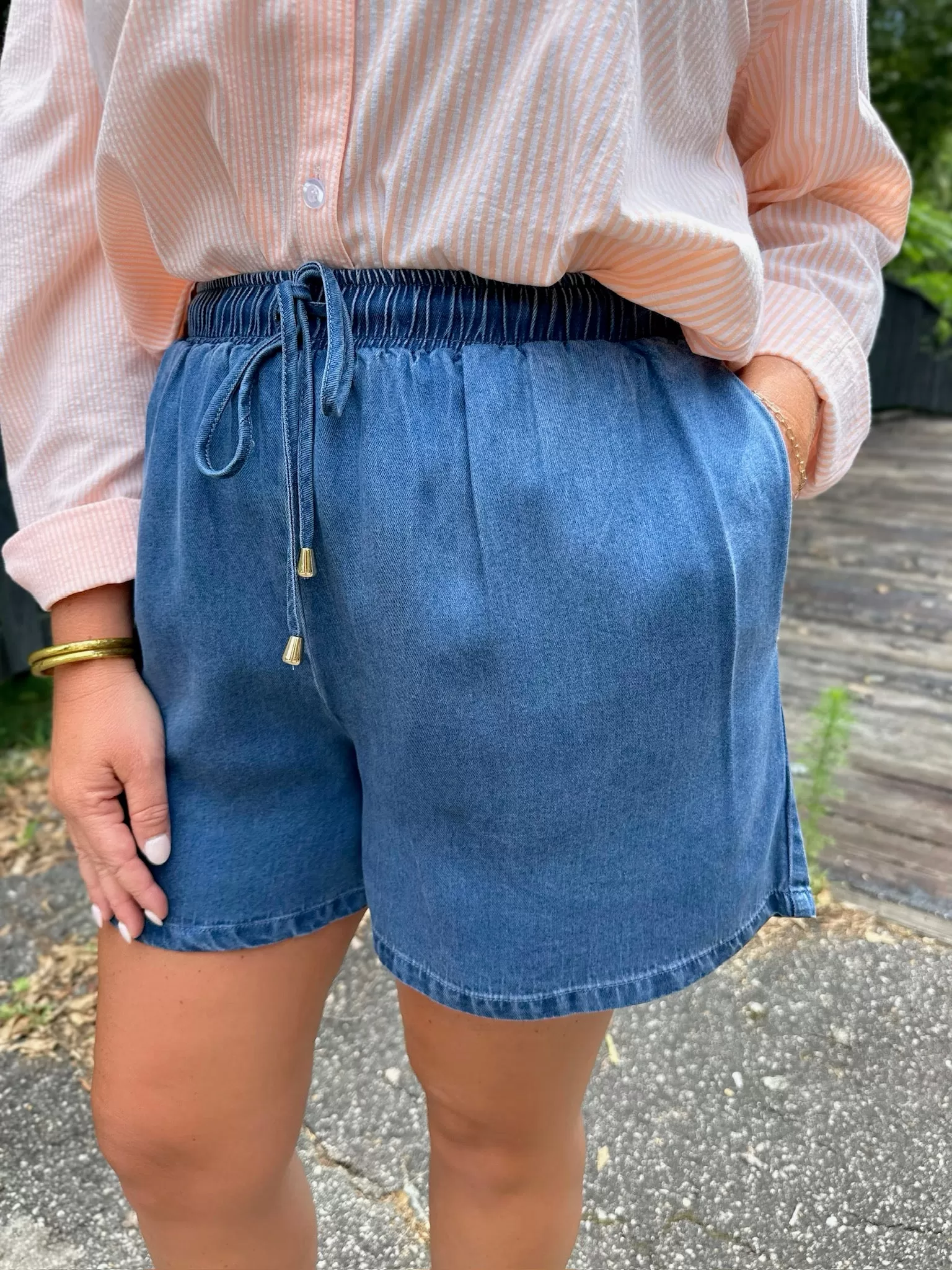 I Must Be Doing Something Right Chambray Shorts