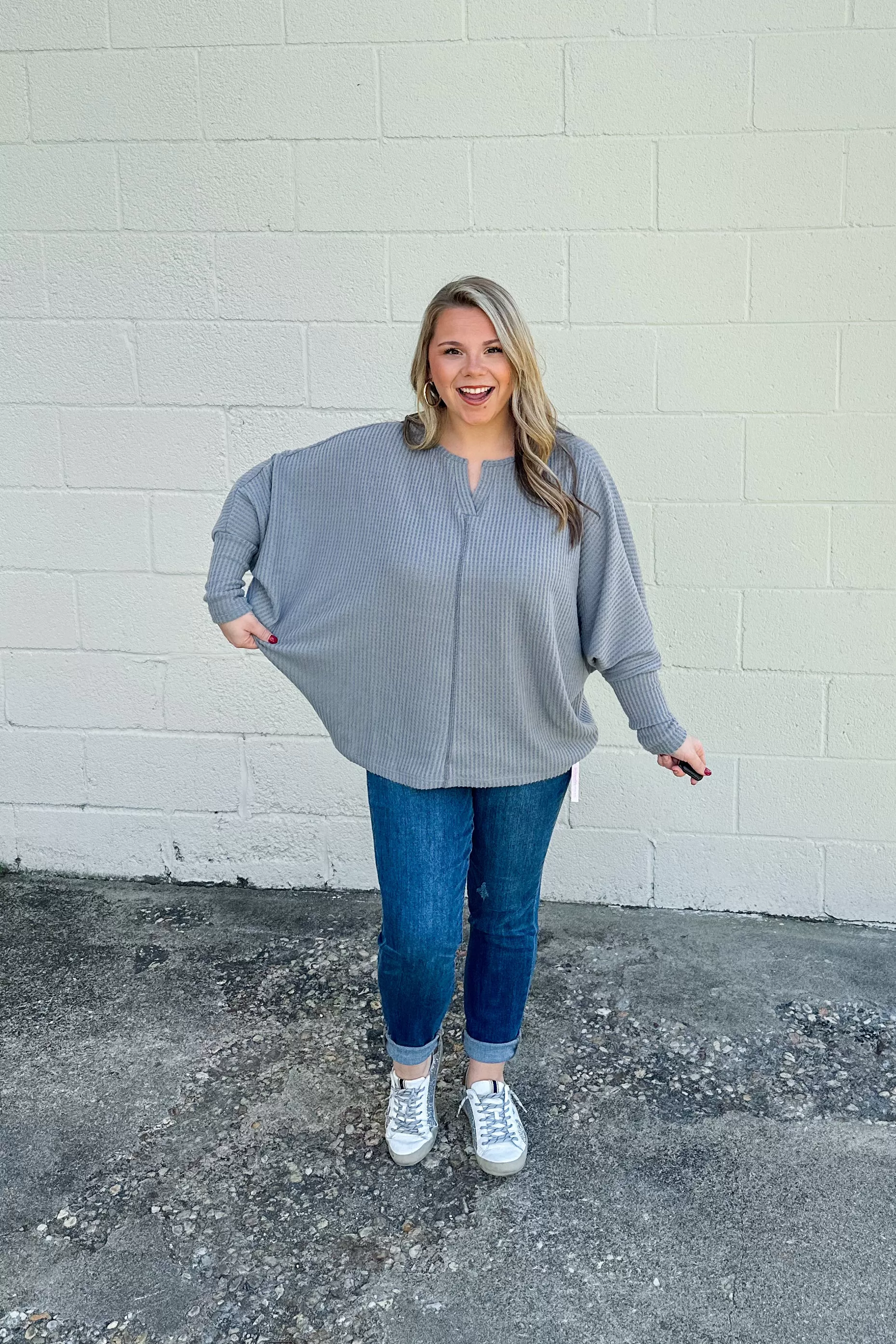 In Loving Arms Dolman Top, Grey