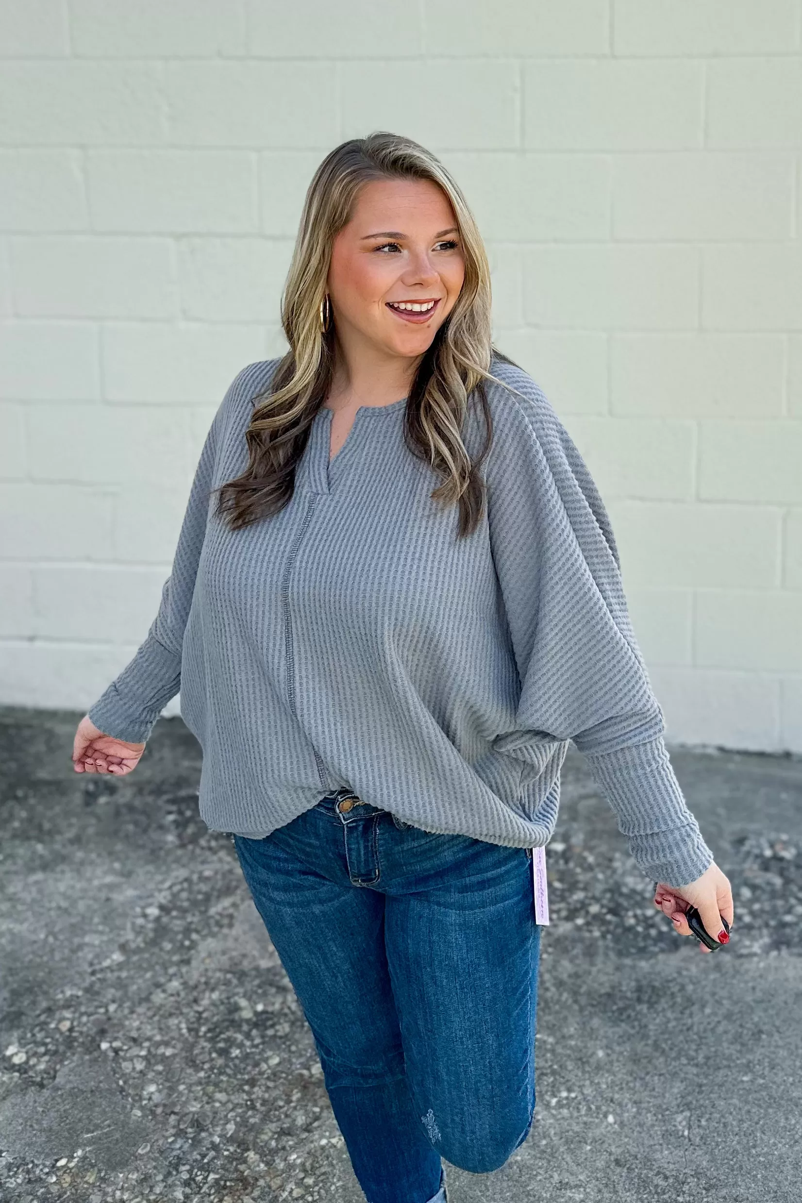 In Loving Arms Dolman Top, Grey