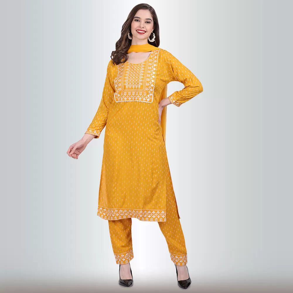 Indian Pant Suit With Resham Embroidery