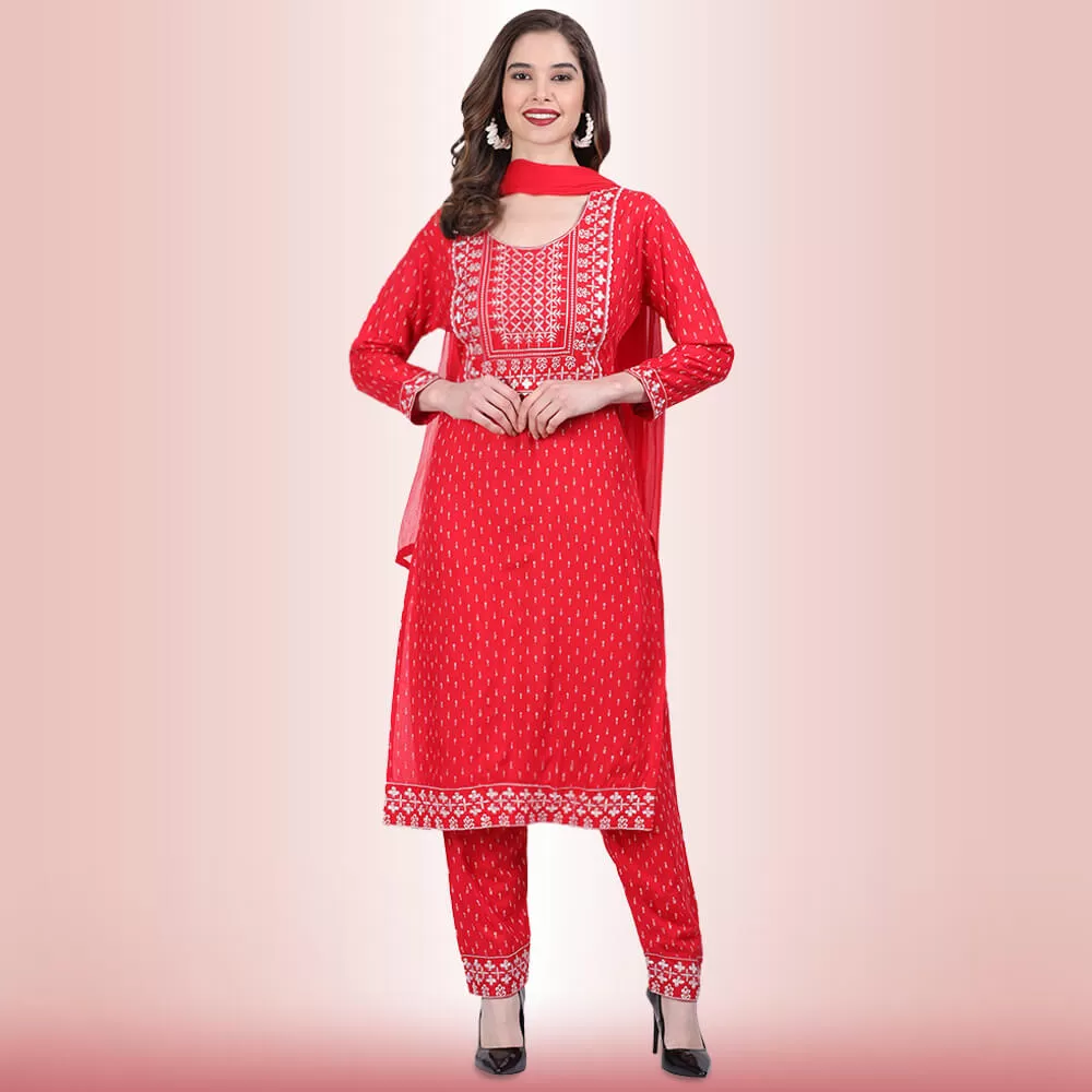 Indian Pant Suit With Resham Embroidery