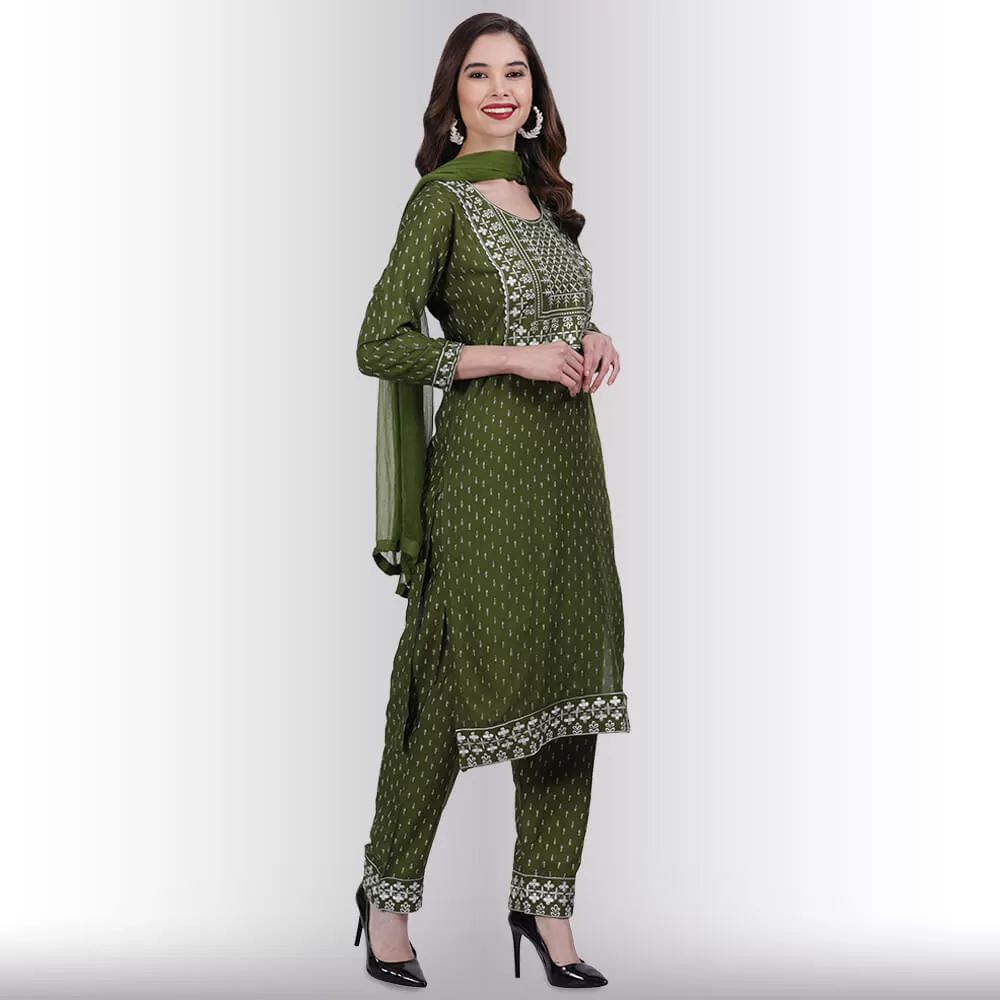 Indian Pant Suit With Resham Embroidery