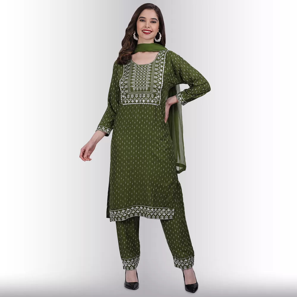 Indian Pant Suit With Resham Embroidery