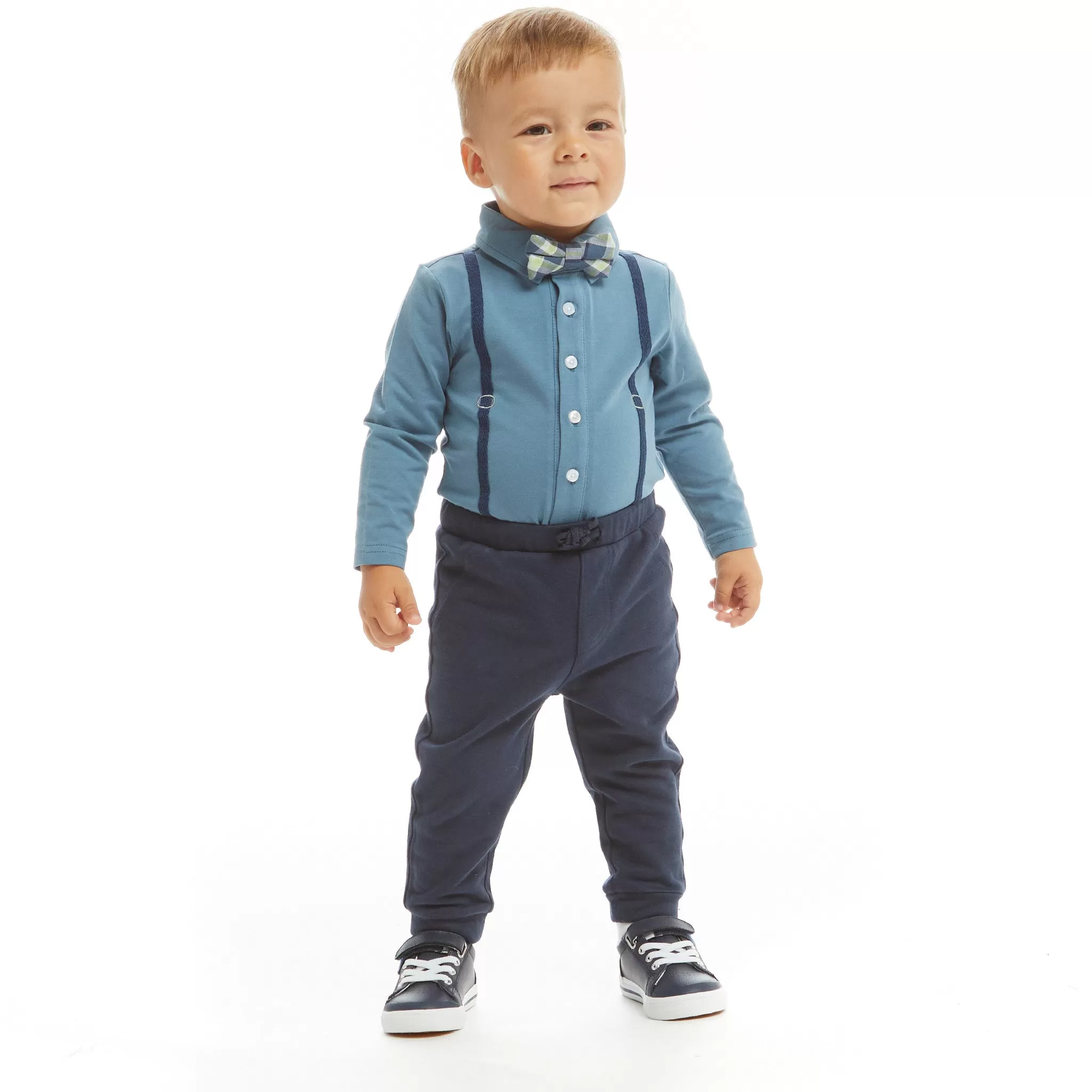 Infant Teal Suspender Shirtzie Set  | Aqua