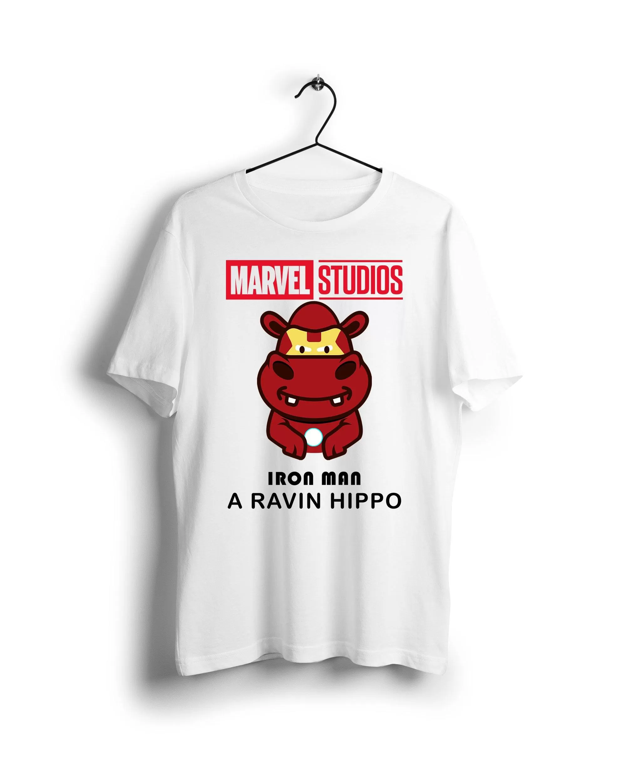 Iron Man Marvel X A Ravin Hippo - Digital Graphics Basic T-shirt White