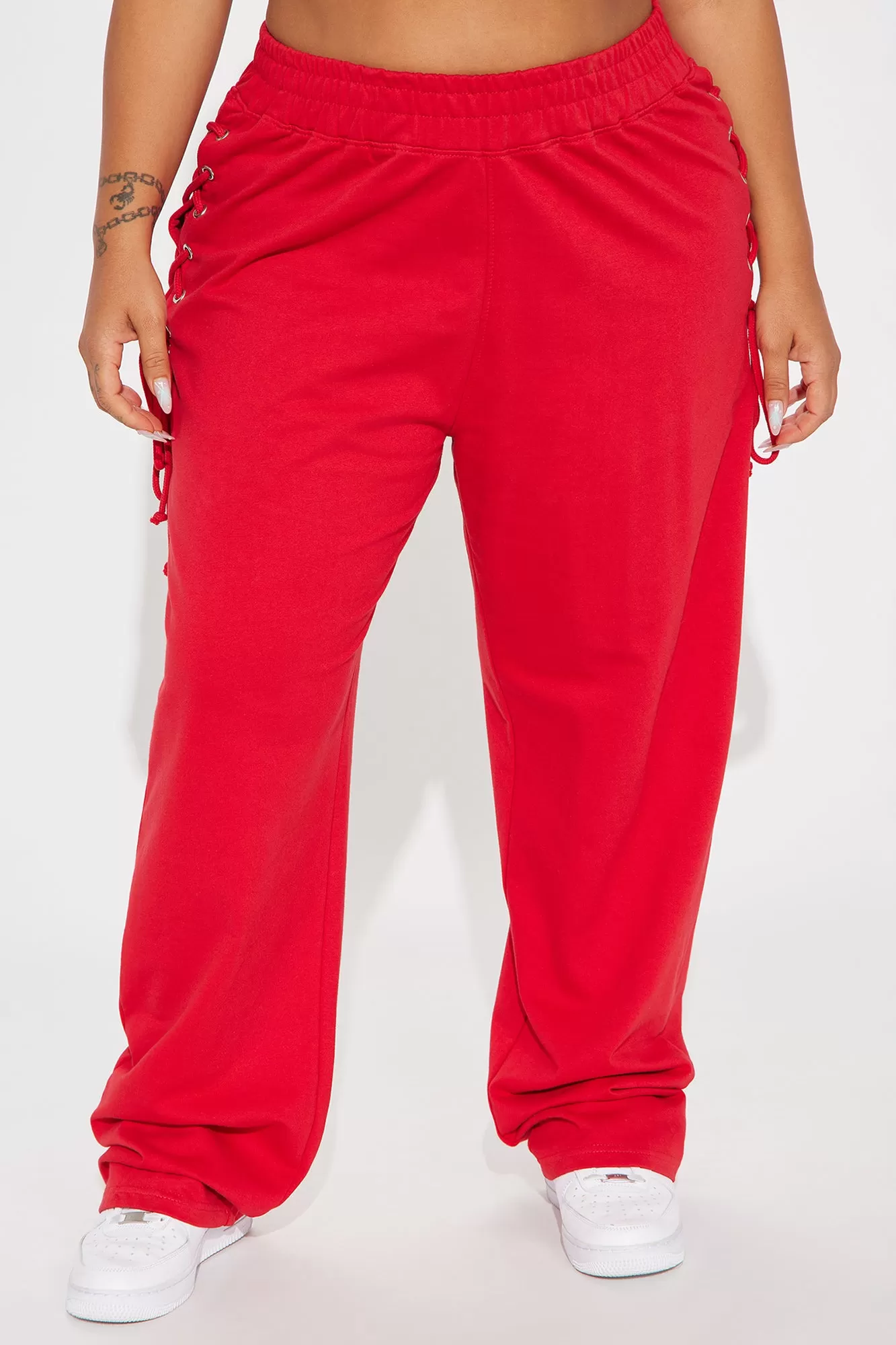 Jaded Lace Up Lounge Pant - Red