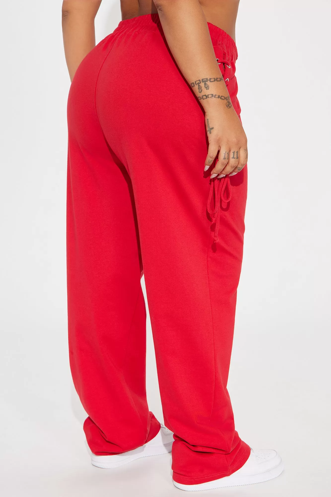 Jaded Lace Up Lounge Pant - Red