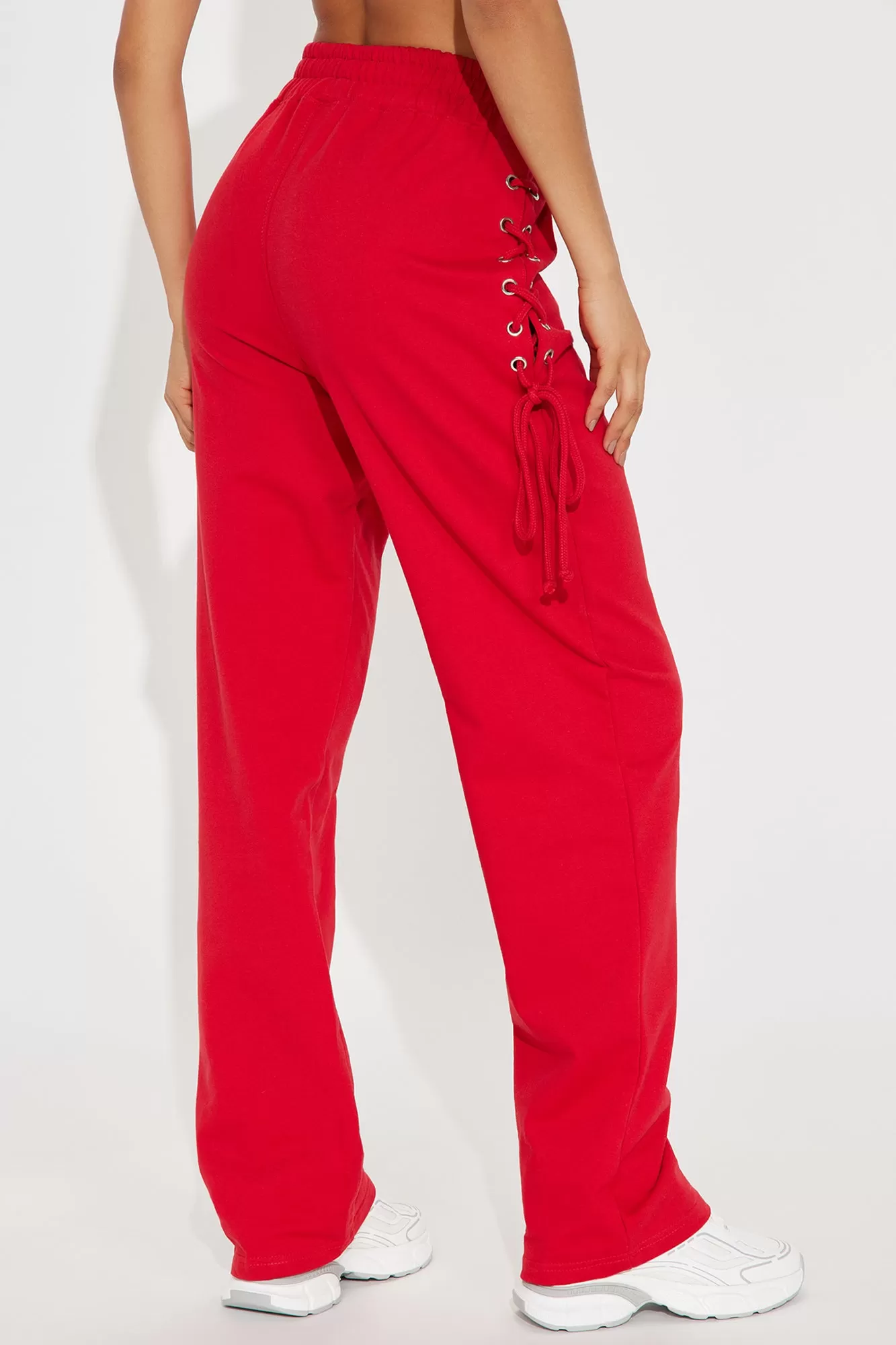 Jaded Lace Up Lounge Pant - Red