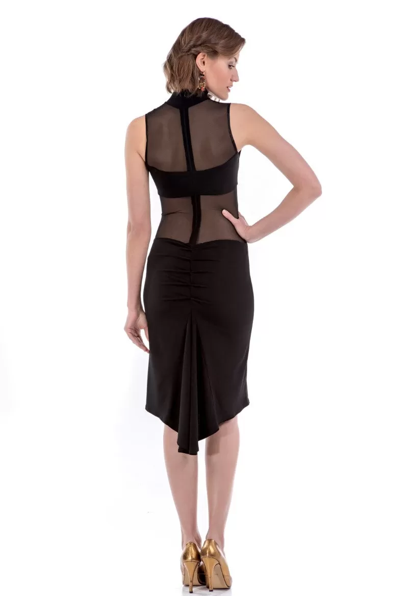 La Noche Fishtail Tango Dress With Mesh Details