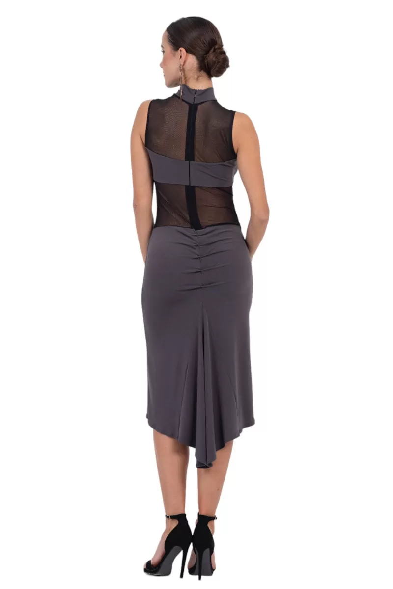 La Noche Fishtail Tango Dress With Mesh Details