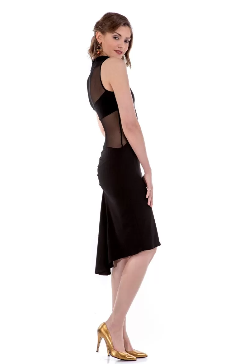 La Noche Fishtail Tango Dress With Mesh Details