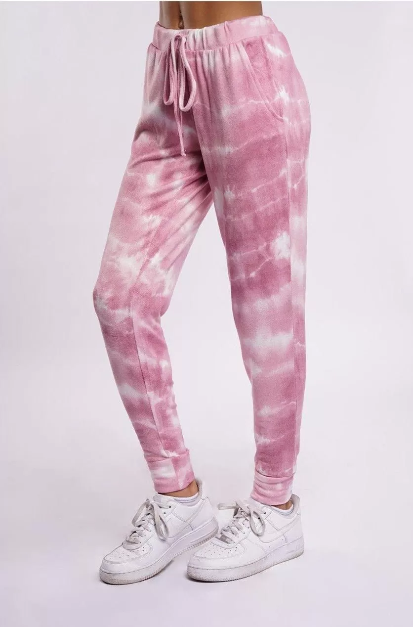 La Trading Co Cloud Tie Dye Joggers as seen on Tori Spelling