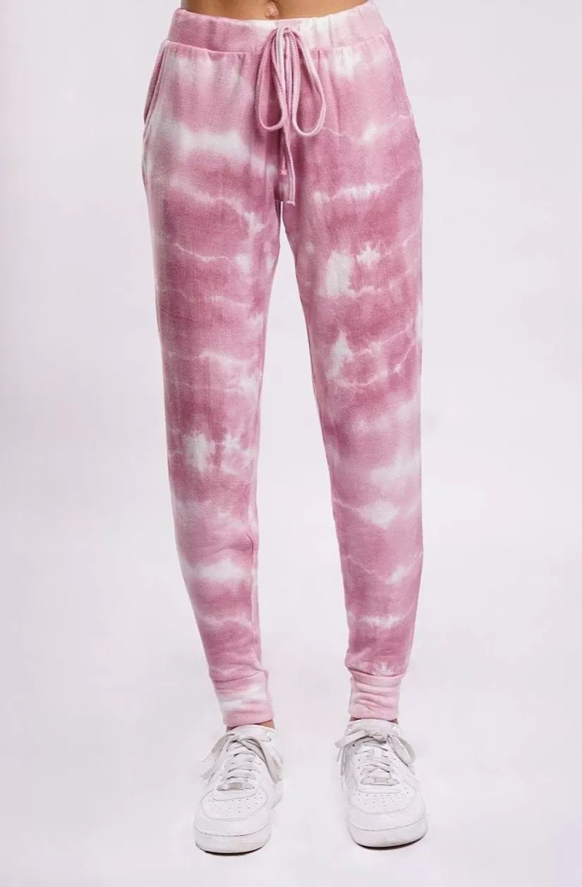 La Trading Co Cloud Tie Dye Joggers as seen on Tori Spelling