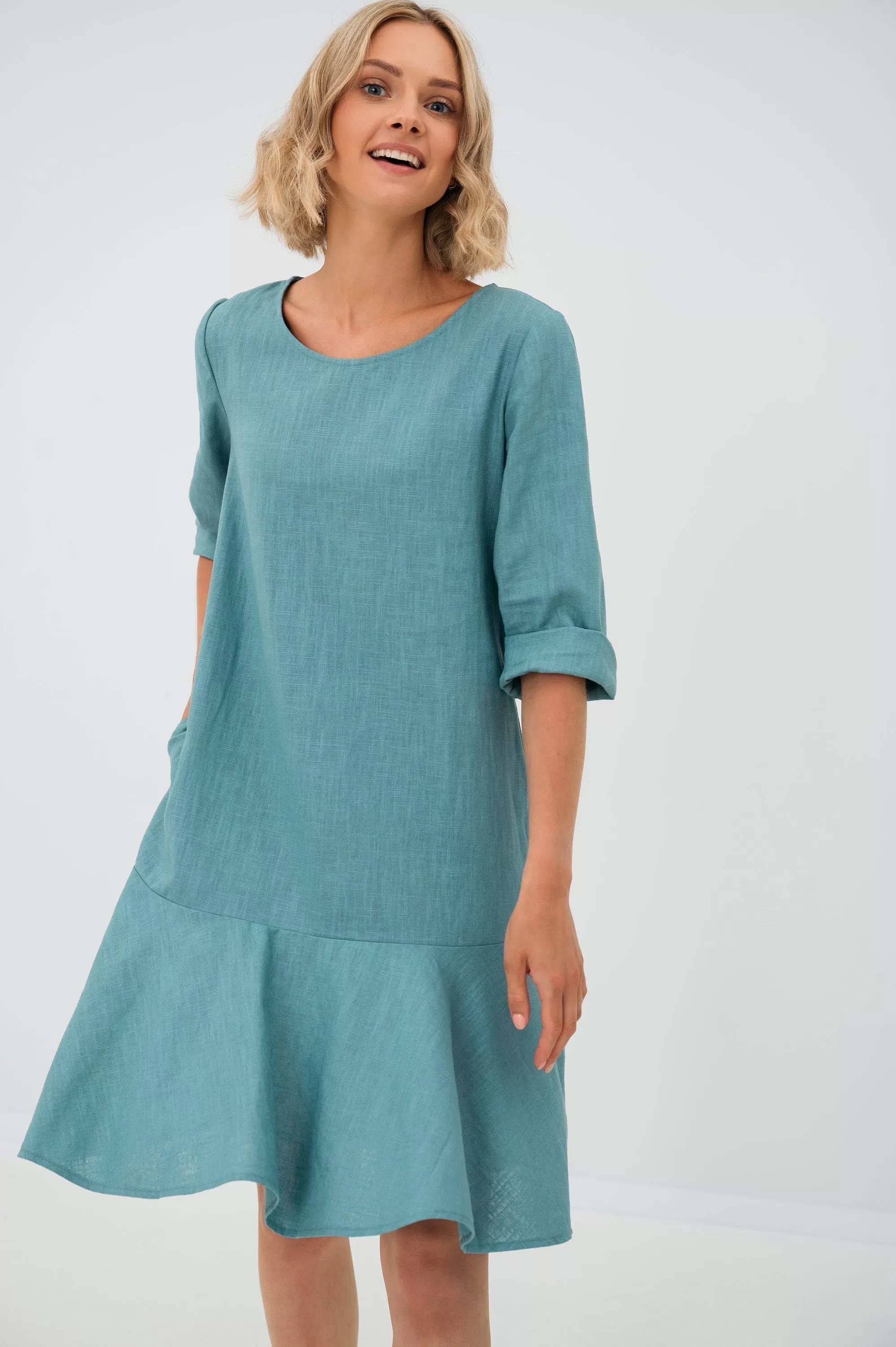 LeMuse linen dress NORA, Light blue, L