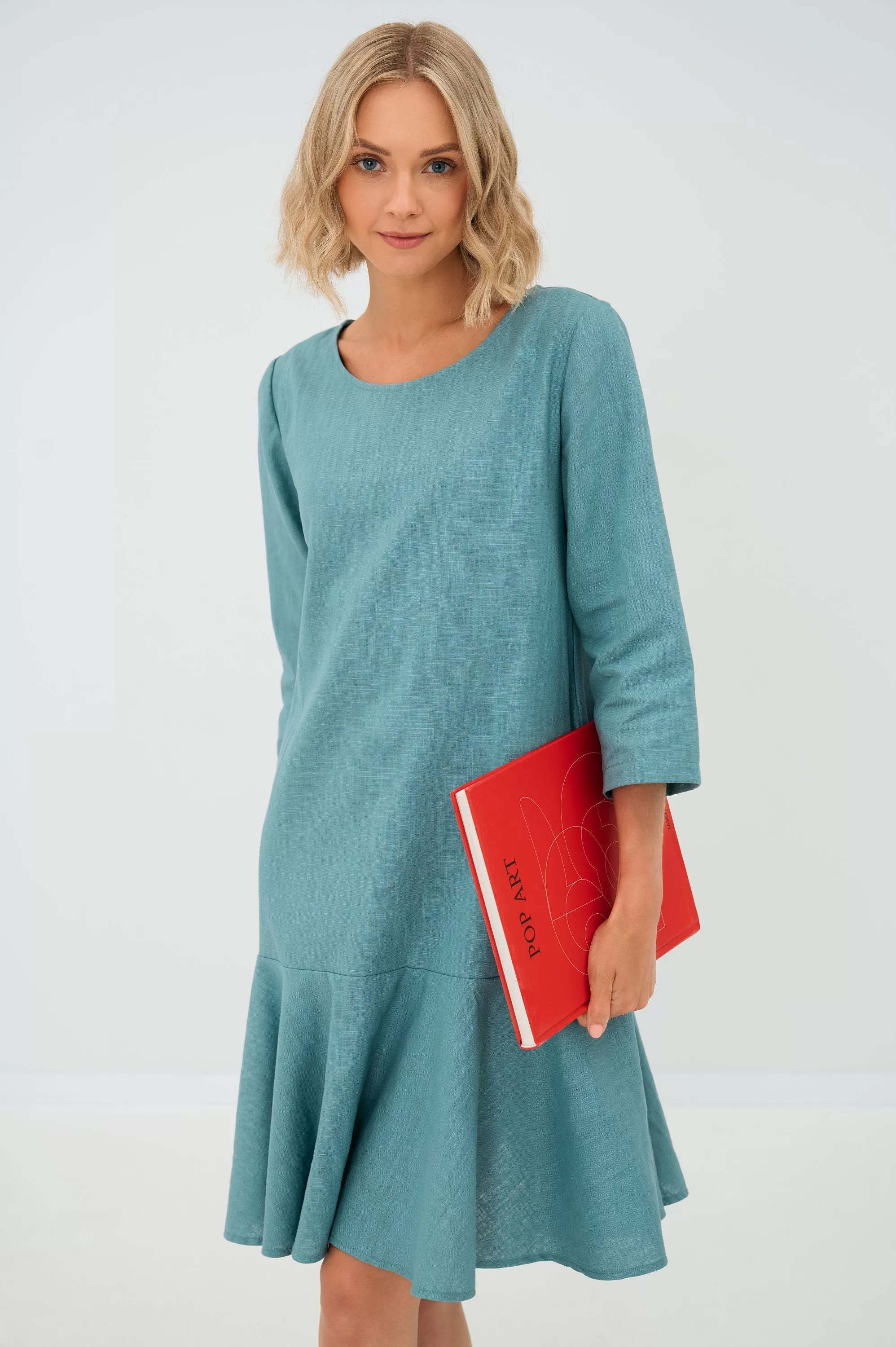 LeMuse linen dress NORA, Light blue, L