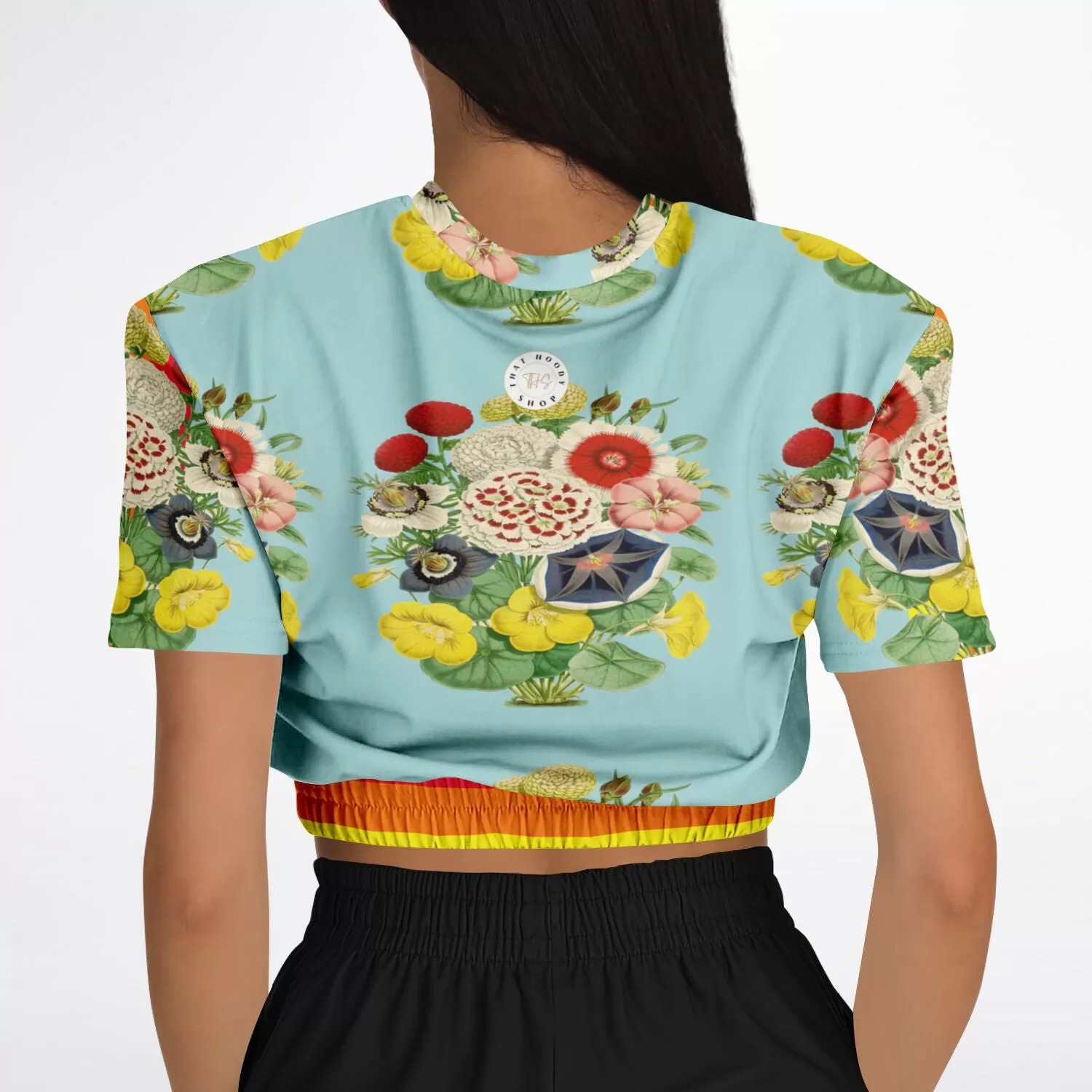 Life in Technicolor Short Sleeve Cropped Eco-Poly Sweater