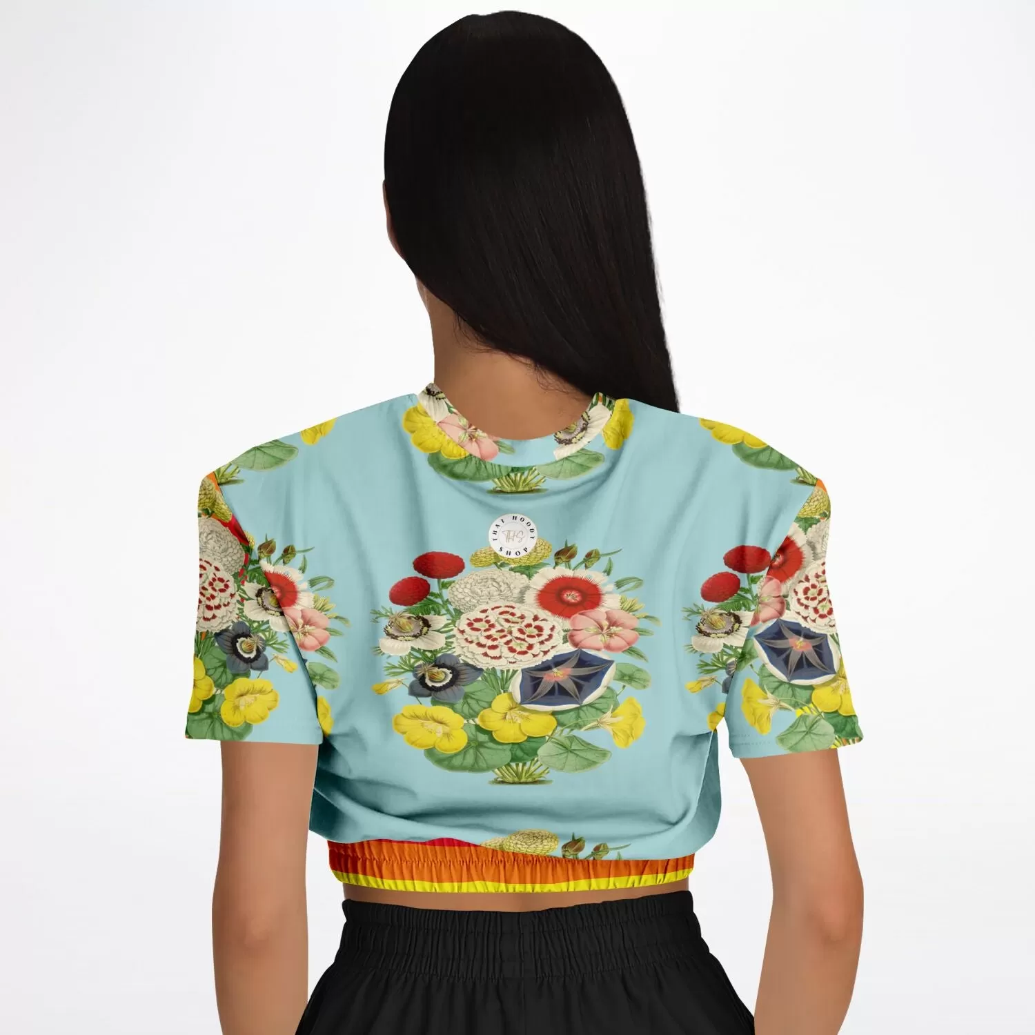 Life in Technicolor Short Sleeve Cropped Eco-Poly Sweater