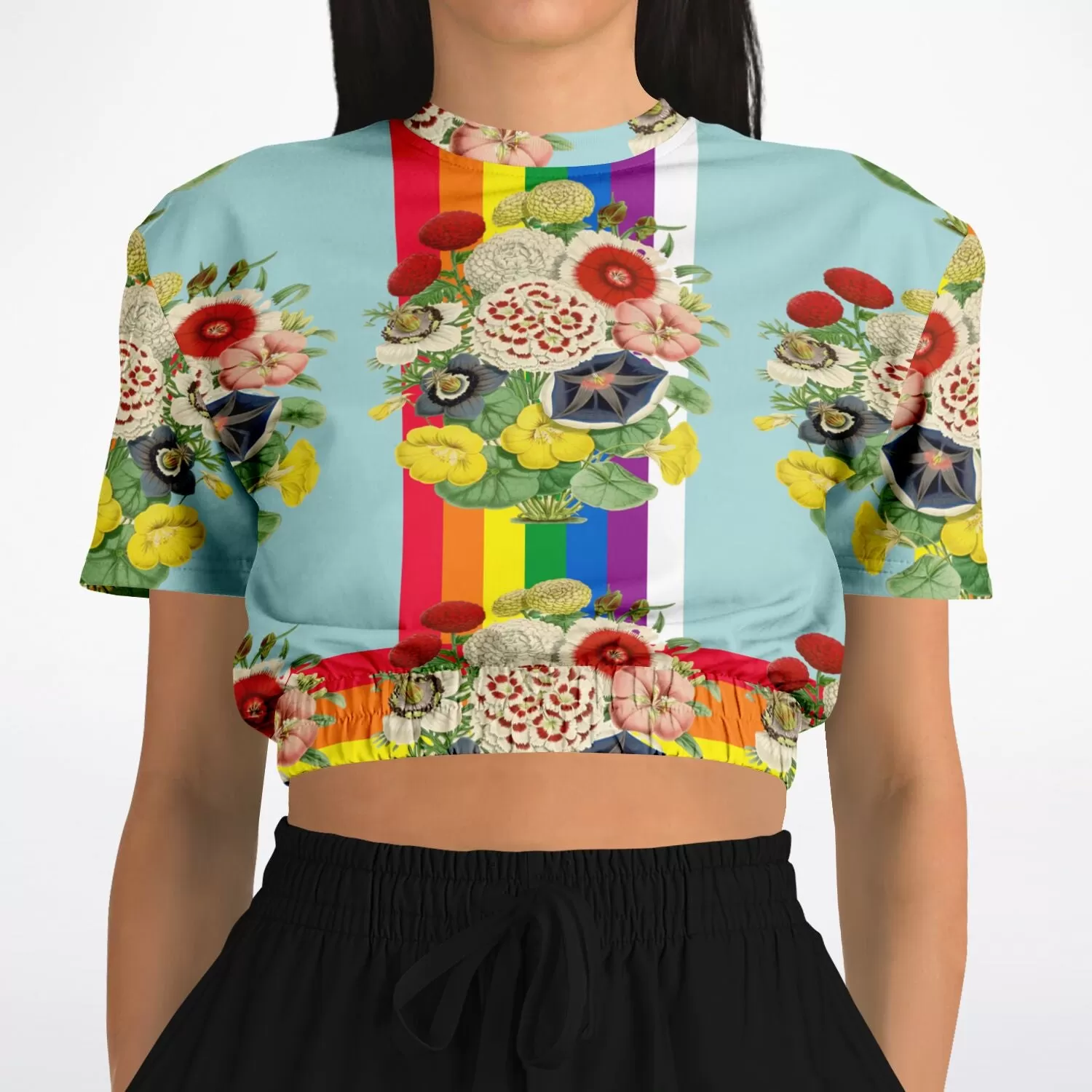 Life in Technicolor Short Sleeve Cropped Eco-Poly Sweater