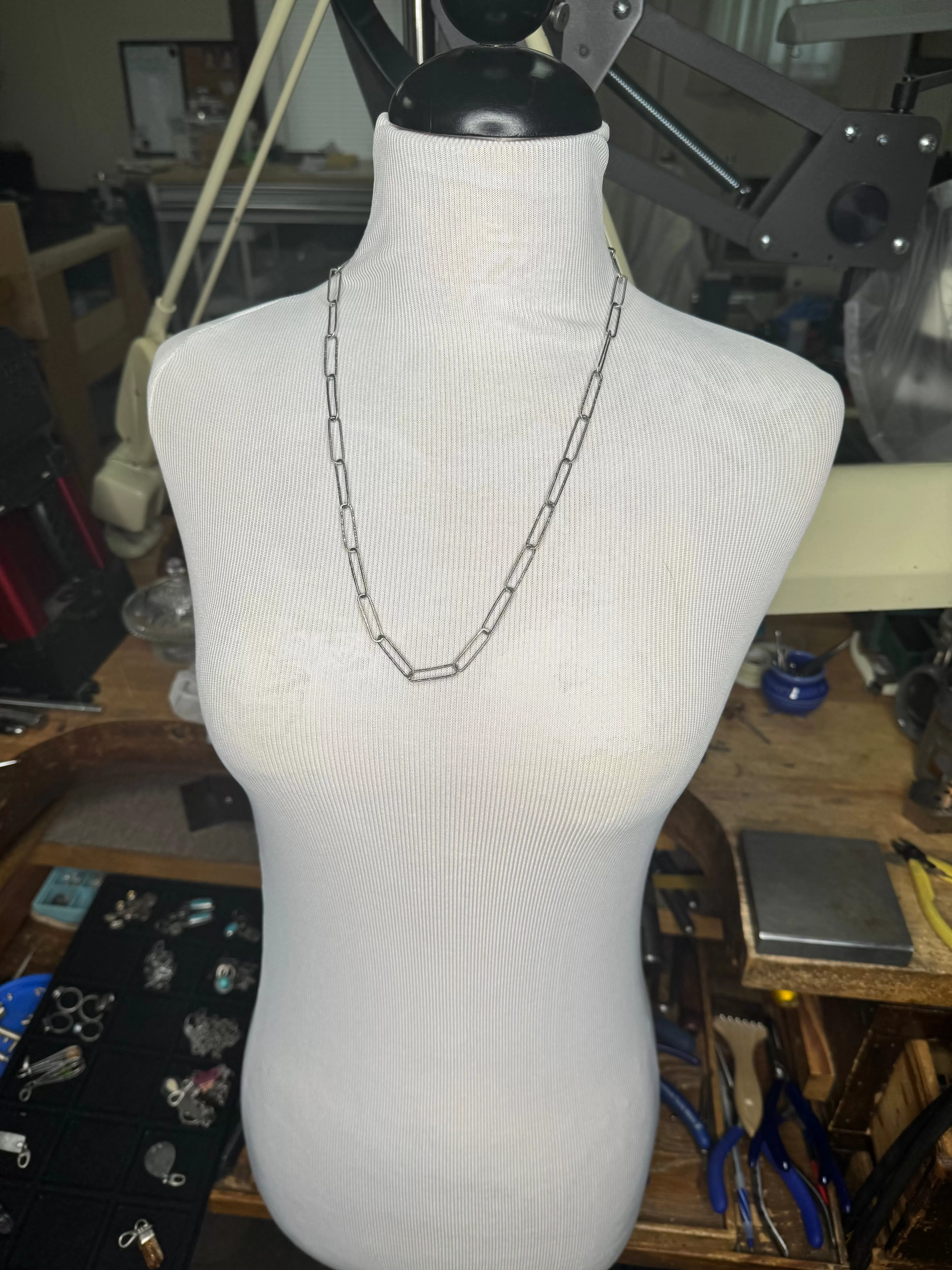 Long Oval Link Silver Chain 20