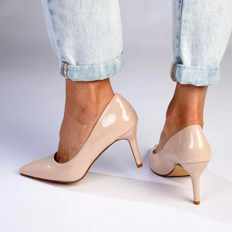 Madison Penny 3 Patent Court Heels - Nude