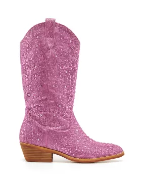 Majesty Cowboy Boot Pink Rhinestones