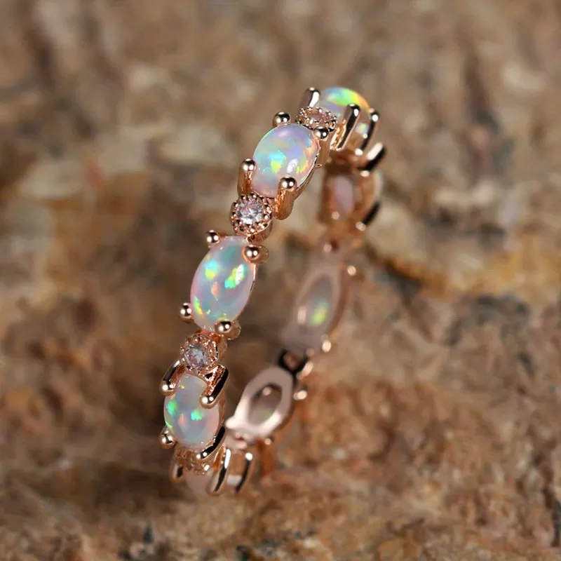 Make Her Heart Flutter with this Exquisite Opal Ring - Perfect for Engagement, Wedding or Valentine's Day Gift for Women - Trendy and Gorgeous Jewelry Accessory