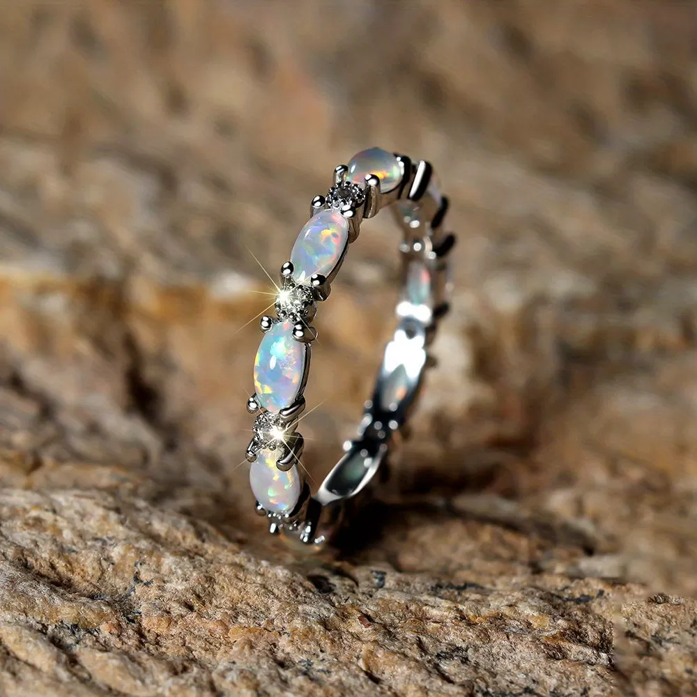 Make Her Heart Flutter with this Exquisite Opal Ring - Perfect for Engagement, Wedding or Valentine's Day Gift for Women - Trendy and Gorgeous Jewelry Accessory