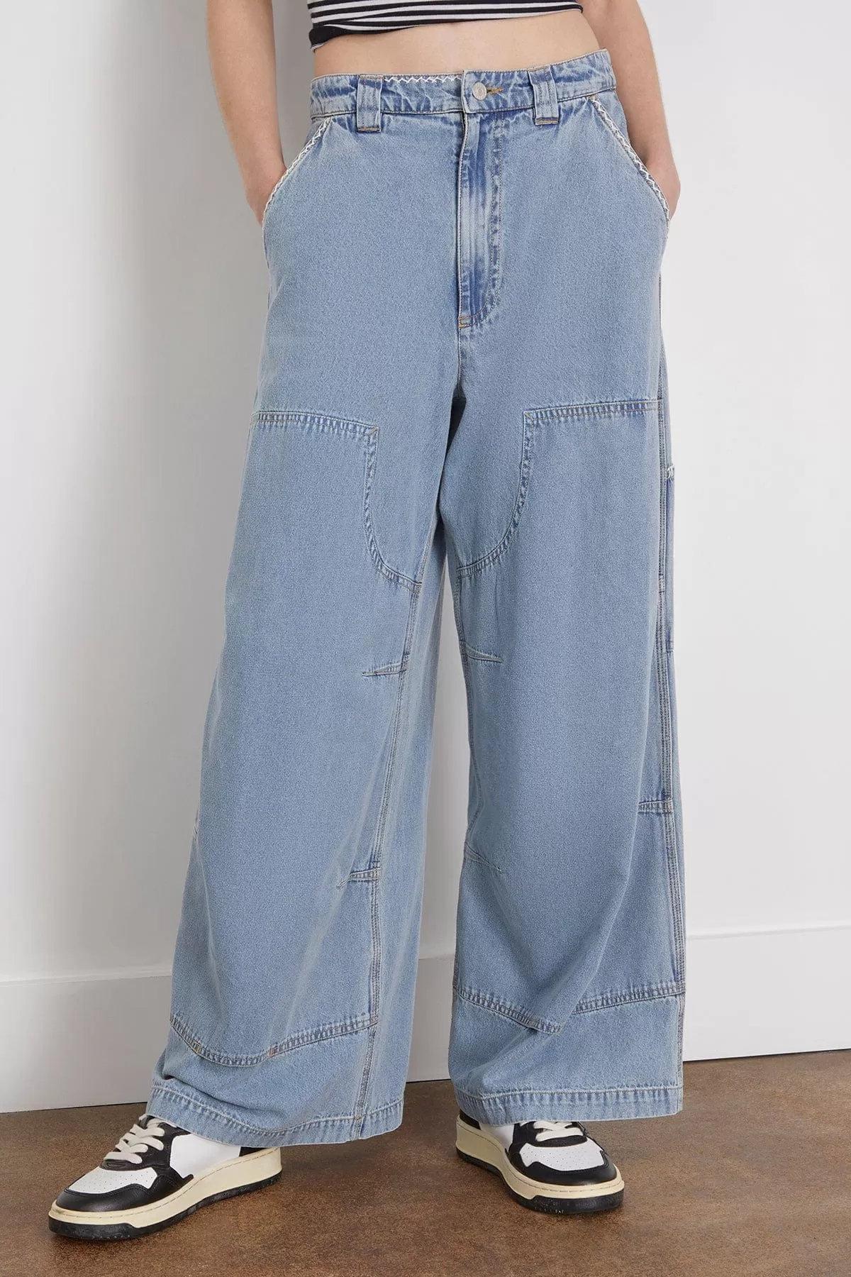 Marion Mended Denim Pant in Blue