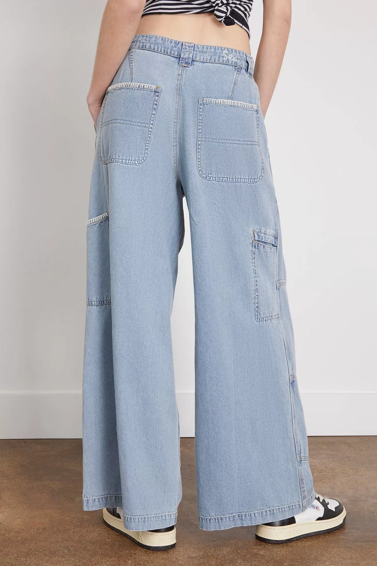 Marion Mended Denim Pant in Blue