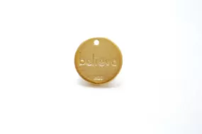 Matte Vermeil Gold Round BELIEVE Disc- 18k gold plated over Sterling Silver, 12mm Round Silver Disc,, Vermeil Gold Round Blank Disc, 185