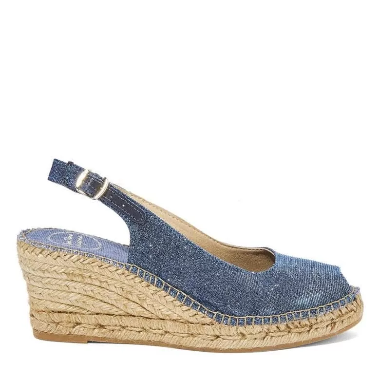 Metallic Cushioned Cotton Wedge Espadrille for Women - Calafell